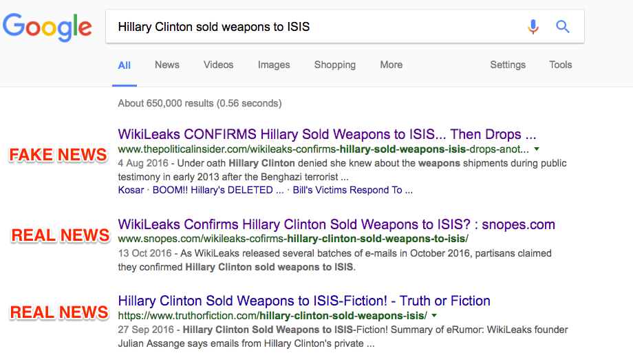 clinton fake news google