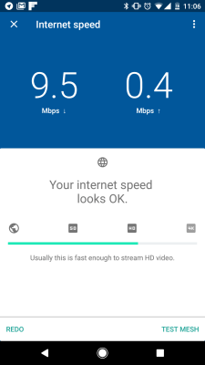 Google Wifi for Android's speed-testing tool.