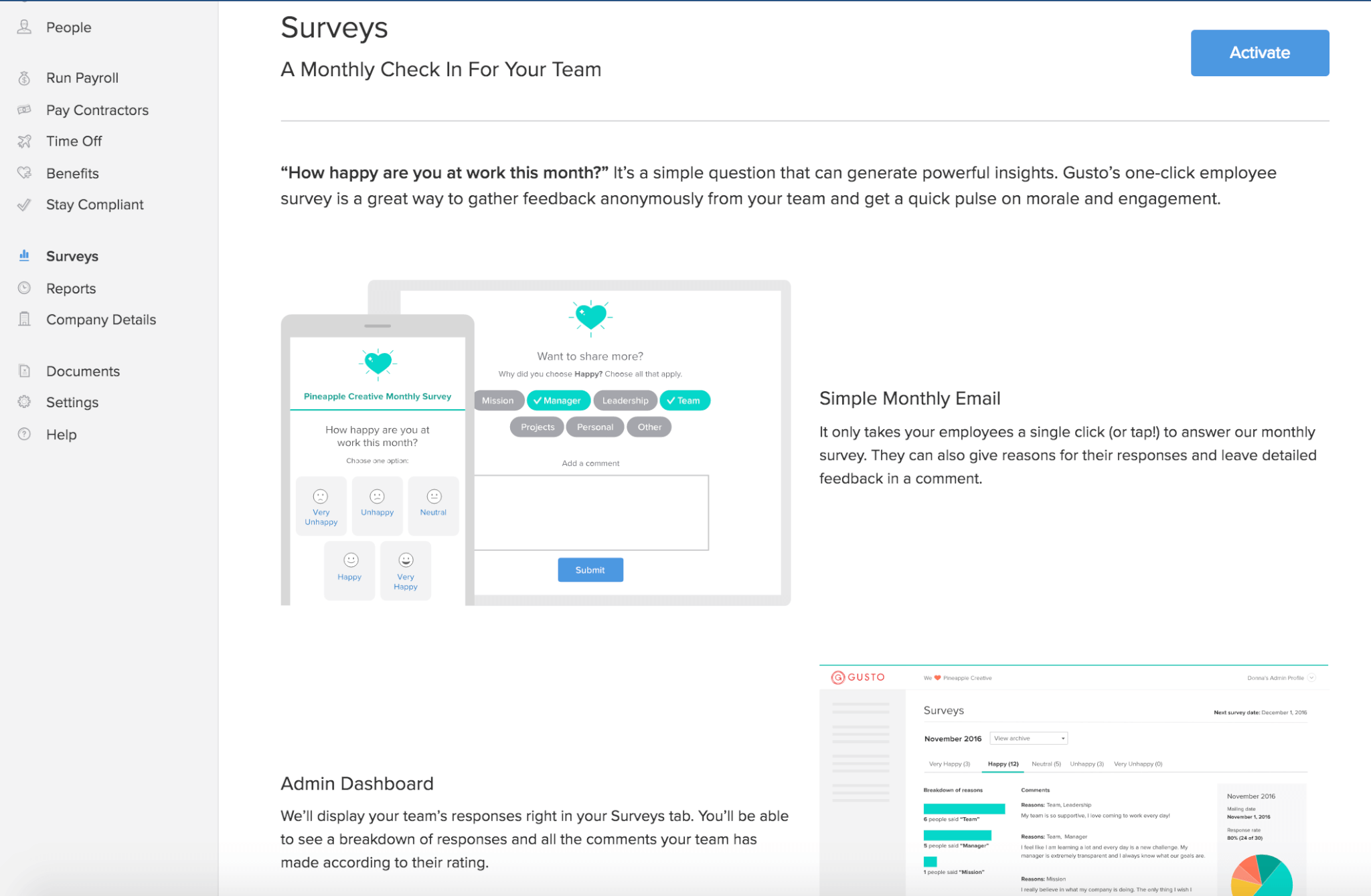 Creating surveys in Gusto to measure employee happiness