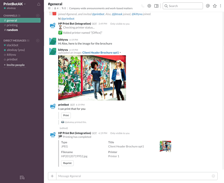 HP Print Slack bot