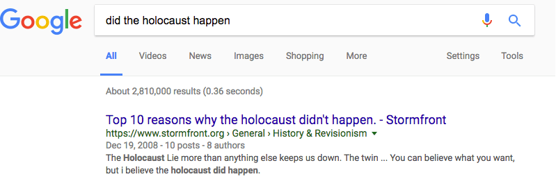 Google white supremacist holocaust