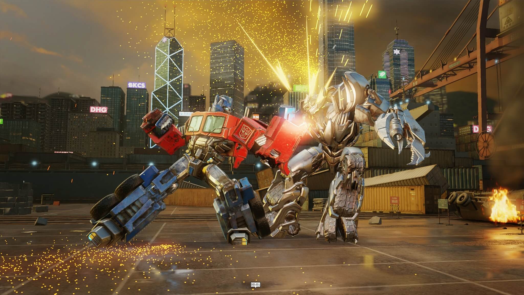 Optimus Prime fights ... well, considering it's a Bayformer, I'm not sure who Prime's fighting. 