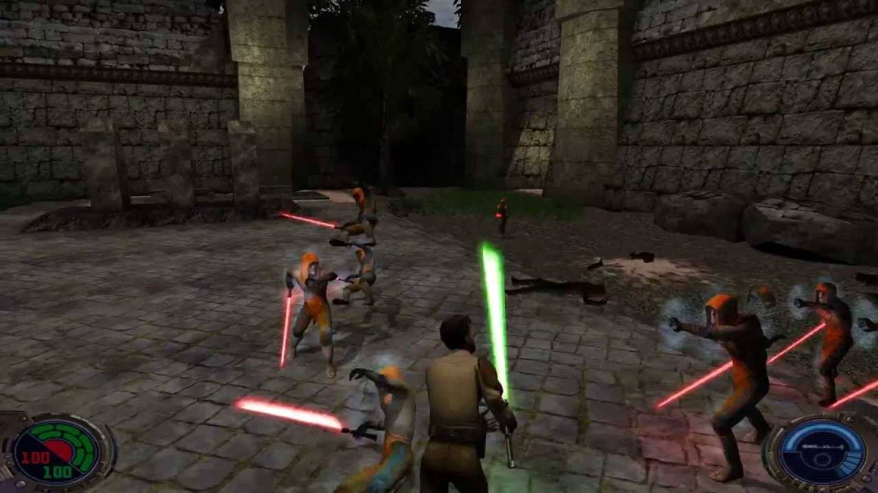 Jedi Outcast did not lack lightsabers. 