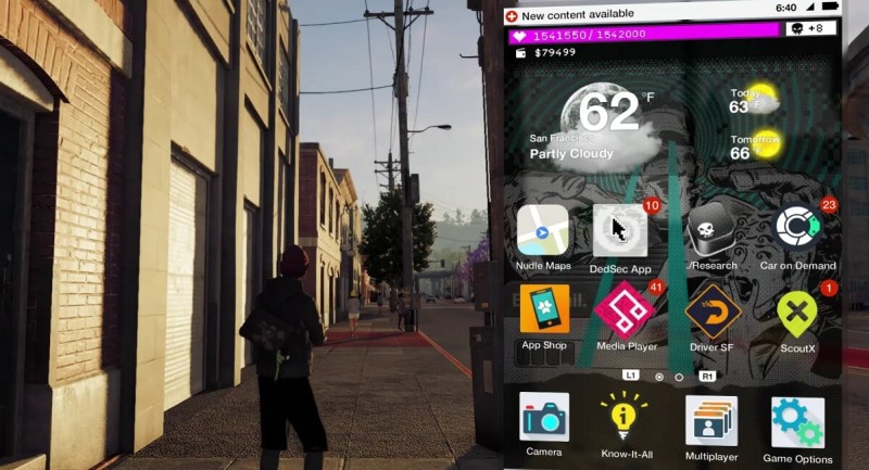 The apps on your phone in Watch Dogs 2.