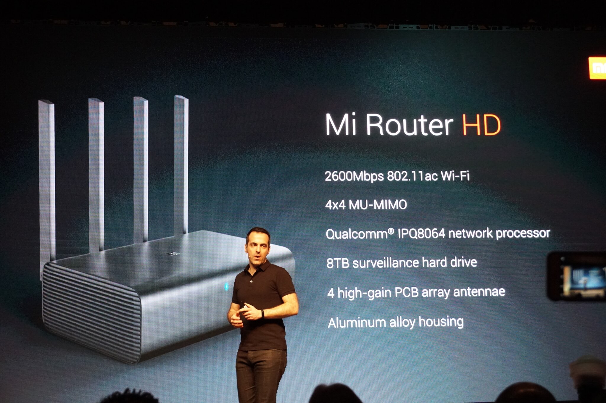 Xiaomi's Hugo Barra introduces the Mi Router HD.