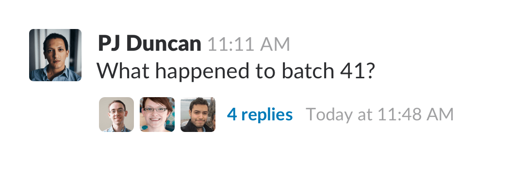 Slack messages with replies