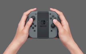 The Joy-Con can be docked into the Grip to form a more traditional controller. 