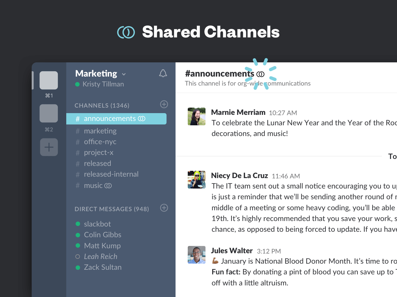 Shared channels within Slack's Enterprise Grid
