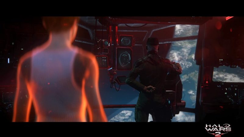 Cinematic moment with the commander in Halo Wars 2.