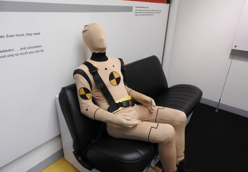 A crash dummy at the Computer History Museum.