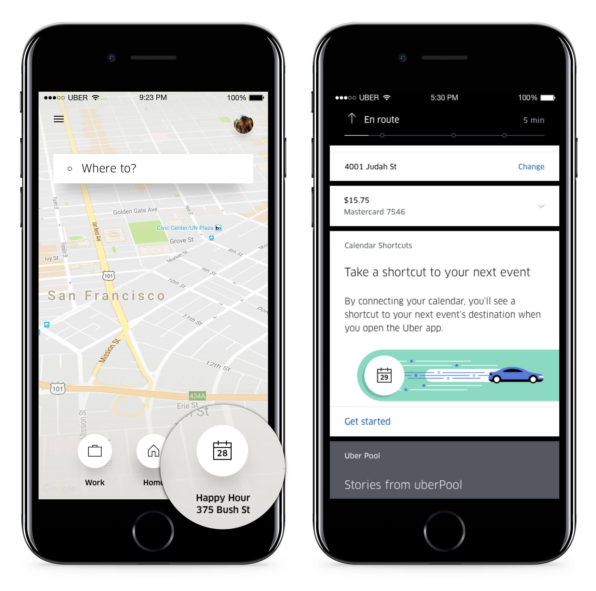 Syncing your phone's calendar with Uber will surface locations where you need to go.