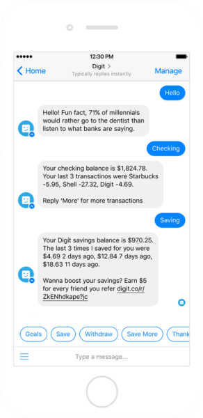Digit on Facebook Messenger