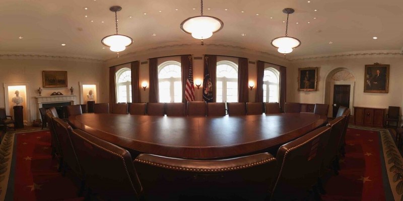 White House cabinet room in VR.