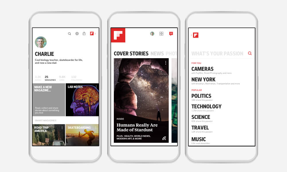 Passion picker feature within Flipboard 4.0