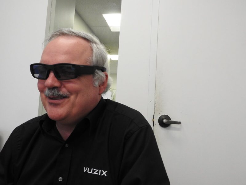 Paul Travers, CEO of Vuzix, wears the company's prototype AR smartglasses.