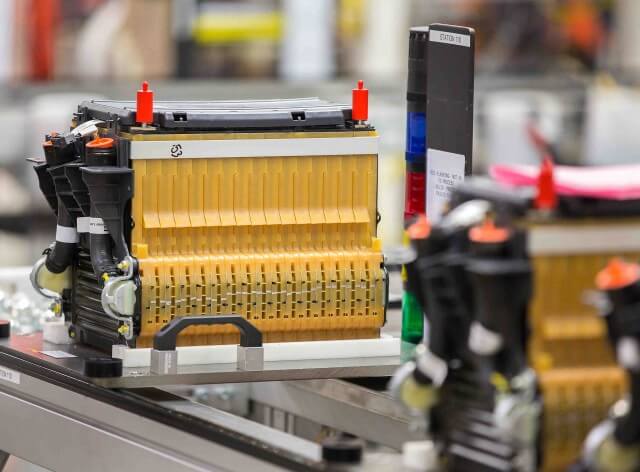 Battery pack assembly for 2015 Chevrolet Spark EV electric car at GM's Brownstown, Michigan, plant.