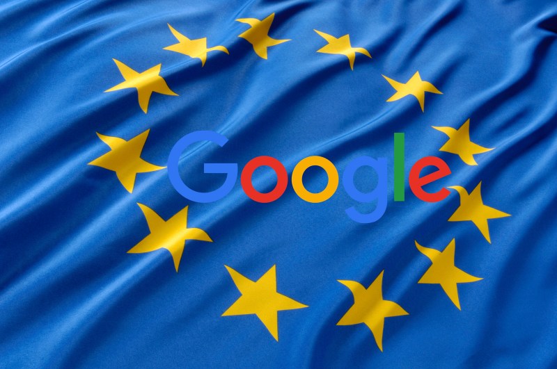 EU flag with Google logo