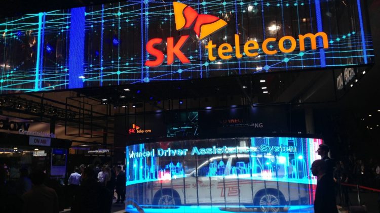 SK Telecom and BMW show a connected car running on a 5G network.