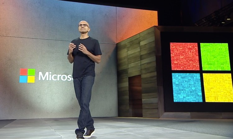 Microsoft CEO Satya Nadella on stage at Microsoft Ignite, September 26, 2016 in Atlanta, Georgia.