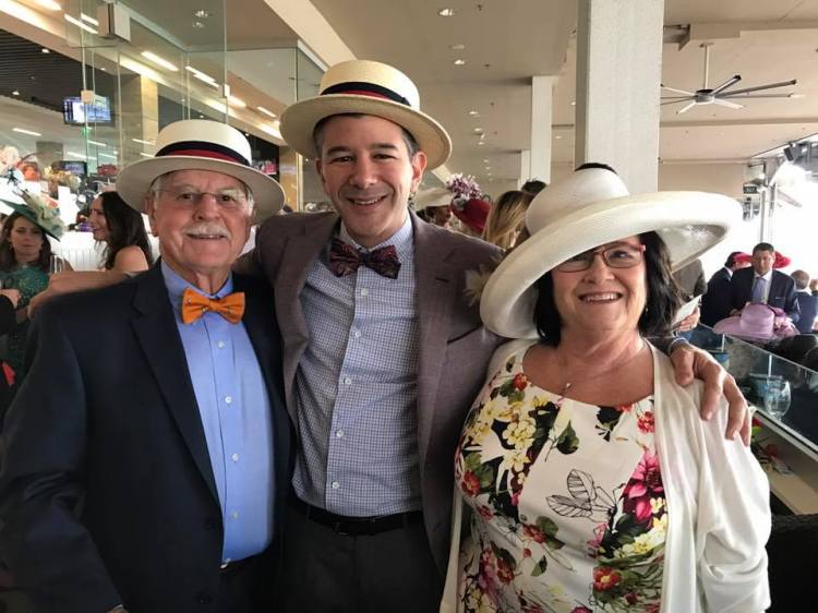 A picture of Travis, Donald and Bonnie Kalanick