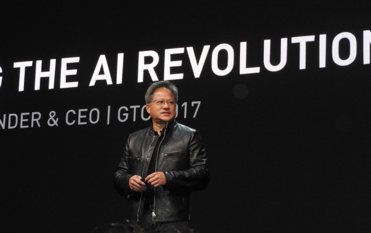 Jensen Huang, CEO of Nvidia, at GPU Tech event.
