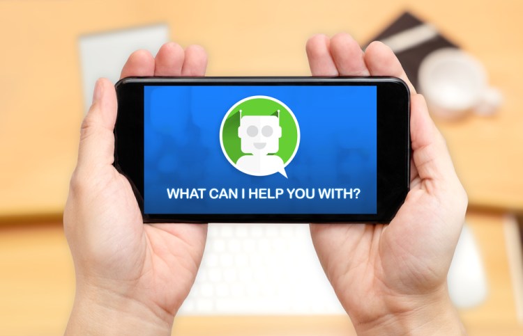 chat bot asking what it can help user with on phone screen