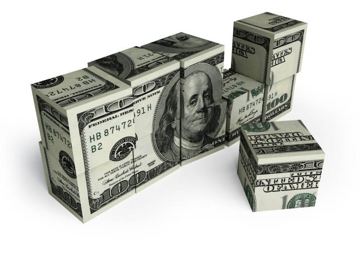 money stack like bar graph with chunk missing venture capital funding VC venture capital