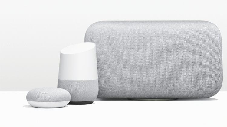 Google Home Max and Mini shown next to the original Google Home
