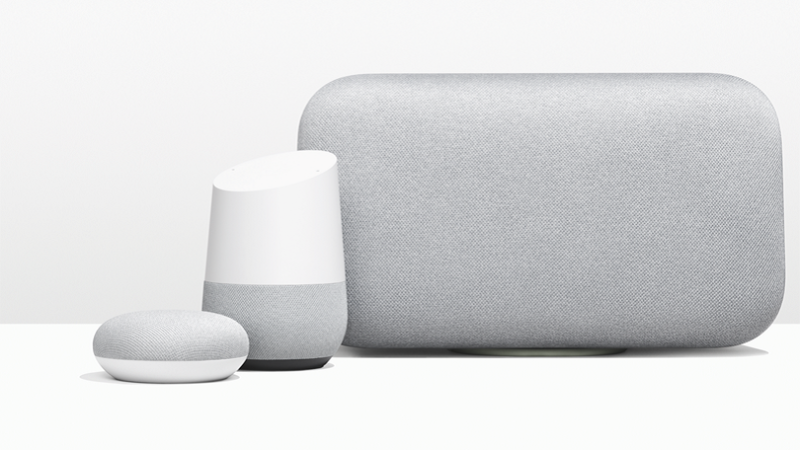 Google Home Max and Mini shown next to the original Google Home