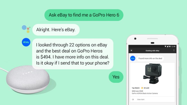 eBay's Google Assistant app.