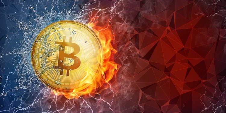 bitcoin fire concept