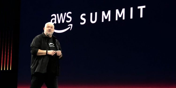 Amazon CTO Werner Vogels speaks at the AWS Summit in San Francisco on April 4, 2018.