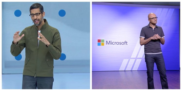 Google CEO Sundar Pichai and Microsoft CEO Satya Nadella 