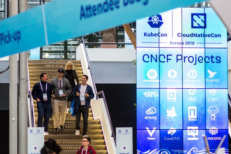 Attendees arrive at KubeCon + CloudNative Con Europe 2018 in Copenhagen.