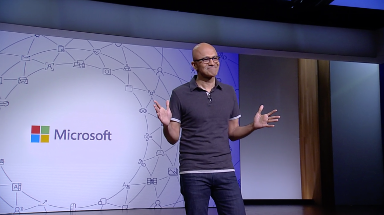 Microsoft CEO Satya Nadella onstage at Build 2018 held May 7-9 at the Washington State Convention Center in Seattle