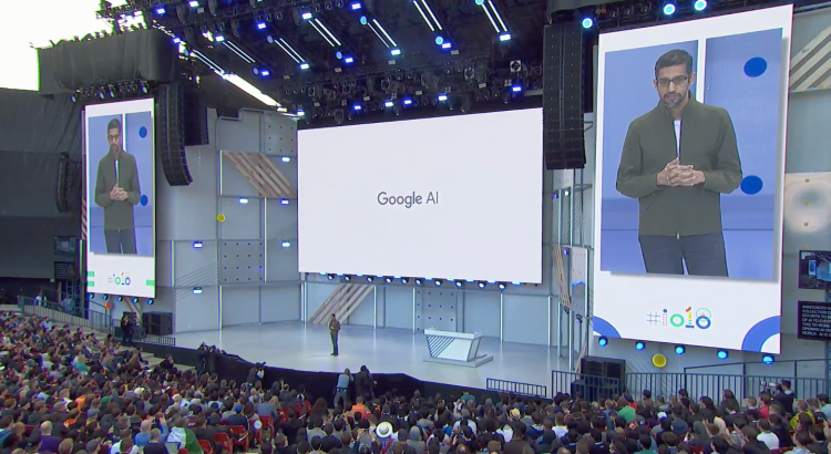Google CEO Sundar Pichai onstage at the I/O developer conference 