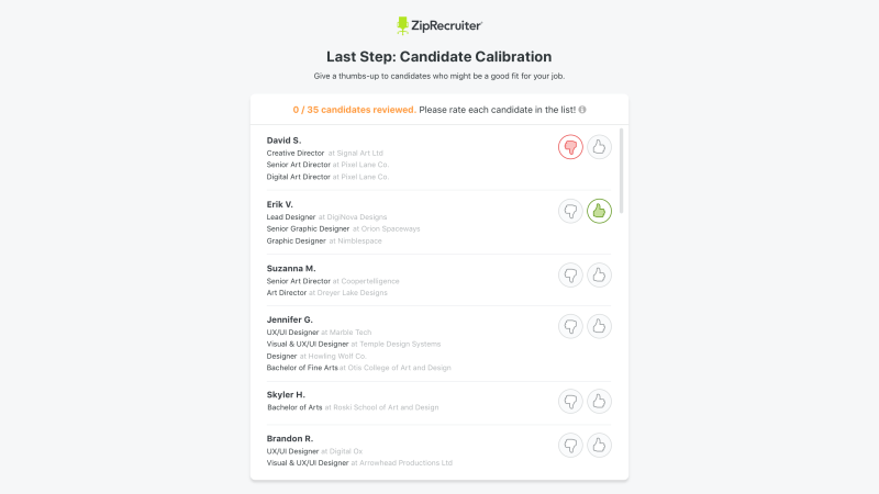 ZipRecruiter Candidate Calibration