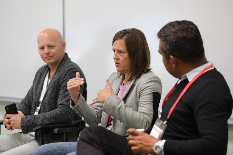 John Koetsier, Singular VP of Insights; Julie Shumaker, VP of Advertiser Solutions at Unity Technologies; Bidalgo CMO Rishi Shiva at Transform 2018
