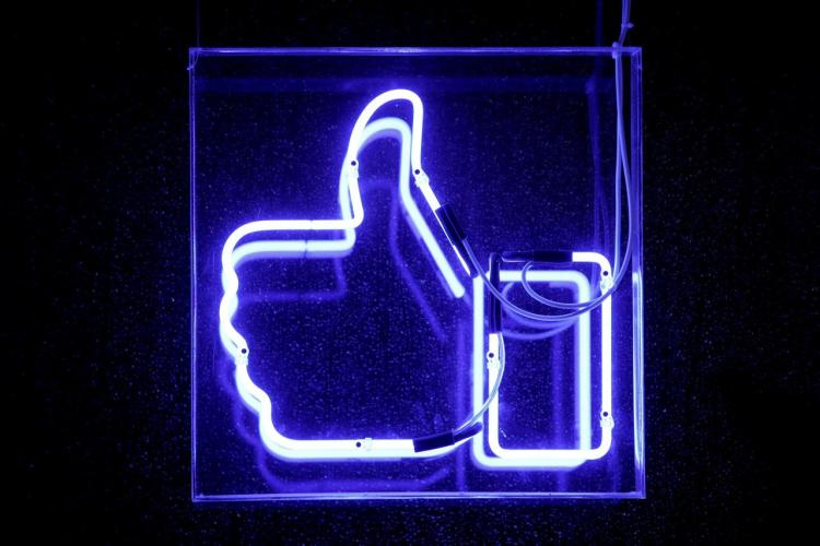 A Facebook like button is pictured at the Facebook's France headquarters in Paris, France, November 27, 2017.