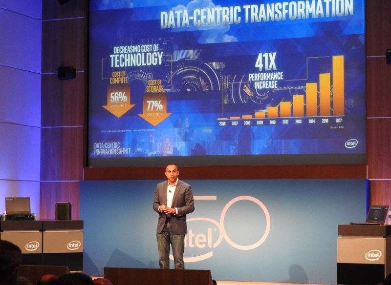 Intel executive vice president Navin Shenoy at Intel's Data Centric Innovation Summit.