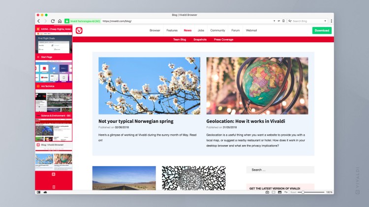 Vivaldi desktop browser version 2.0