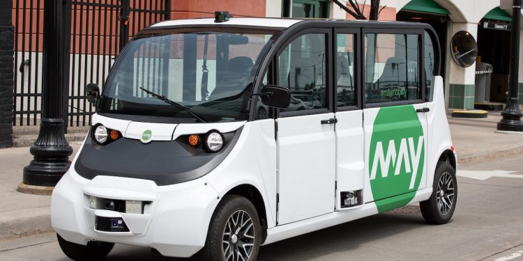 May Mobility's autonomous shuttle. 