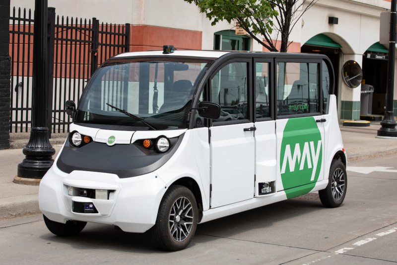 May Mobility's autonomous shuttle. 