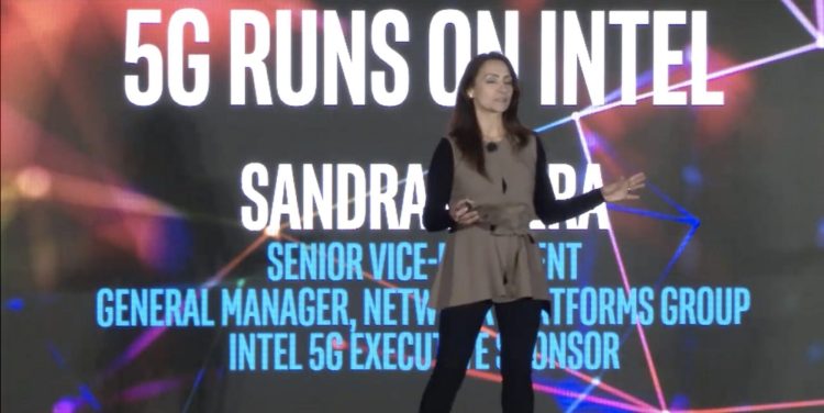 Intel SVP Sandra Rivera speaks at the Intel 5G Summit in Los Angeles, CA.