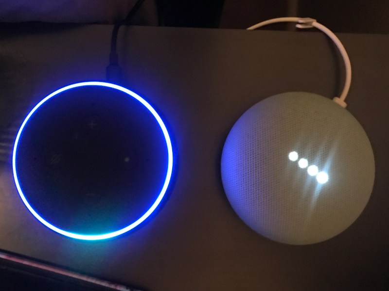 Amazon Echo Dot and Google Home Mini