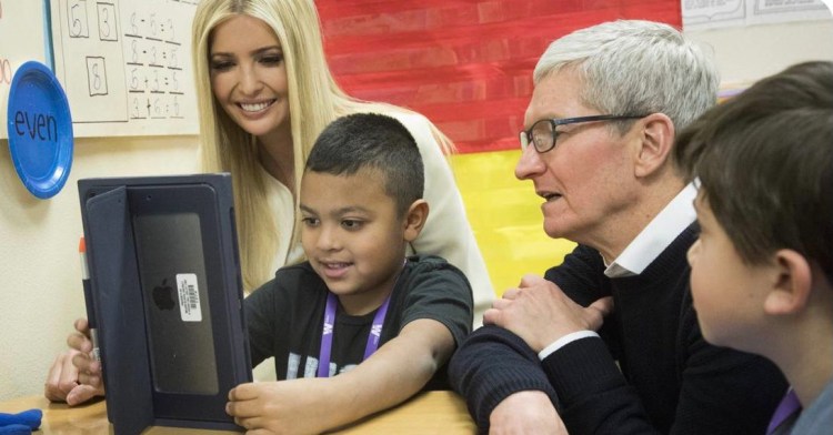Tim Cook and Ivanka Trump visit Idaho's Wilder School District.