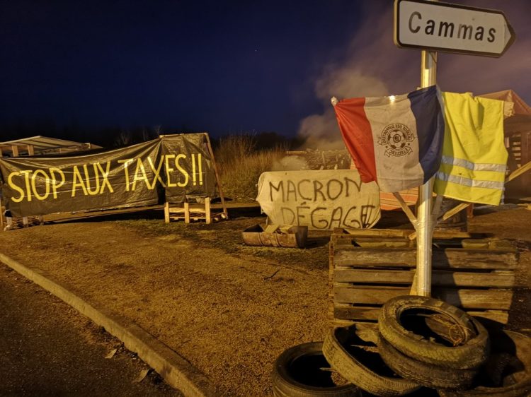 A 'Gilets Jaunes' protest near Gaillac, France.
