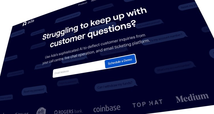 Ada chatbots: Homepage