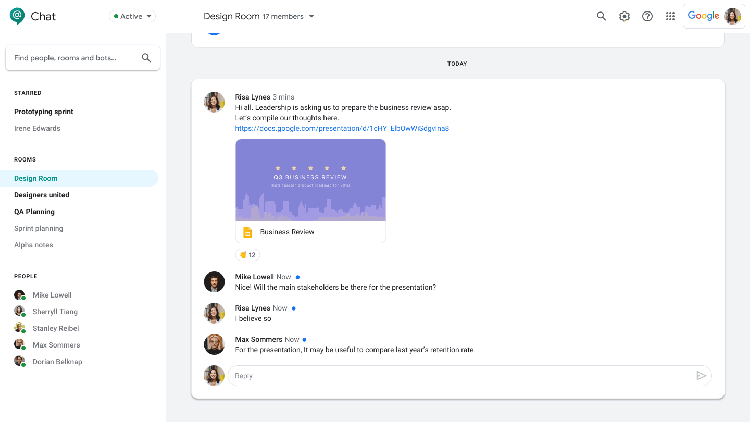 G Suite: Hangouts Chat smart reply