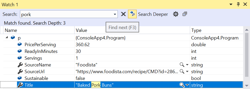 Visual Studio 2019 watch